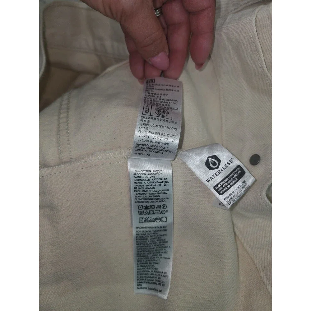 NEW Levis Jacket 3XL White Cream Baggy Trucker Type 3 III Denim Classic Coat - Picture 6 of 7